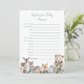 Rustic Woodland Animals Wensen voor Baby Game Advieskaart (Staand voorkant)