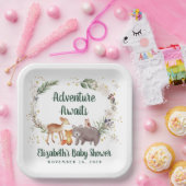 Rustic Woodland Animals Winter Baby shower Papieren Bordje (Feest)