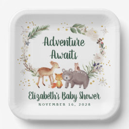 Rustic Woodland Animals Winter Baby shower Papieren Bordje