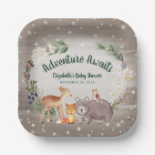 Rustic Woodland Animals Winter Baby shower Papieren Bordje (Voorkant)