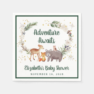 Rustic Woodland Animals Winter Baby shower Servet