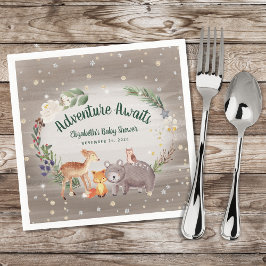 Rustic Woodland Animals Winter Baby shower Servet