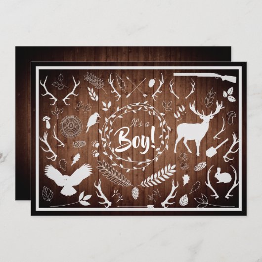 Rustic Woodland Baby Boy Shower (Barn Wood) Kaart (Voorkant / Achterkant)