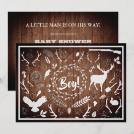 Rustic Woodland Baby Boy Shower (Barn Wood) Kaart