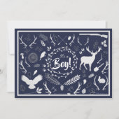Rustic Woodland Baby Boy Shower (Navy Blue) Kaart (Voorkant)