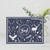 Rustic Woodland Baby Boy Shower (Navy Blue) Kaart (Staand voorkant)