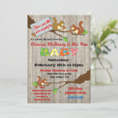 Rustic Woodland Baby Eekhoorn Baby shower Uitnodig Kaart (Staand voorkant)