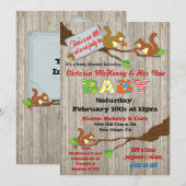 Rustic Woodland Baby Eekhoorn Baby shower Uitnodig Kaart (Voorkant / Achterkant)