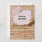 Rustic Woodland Baby Girl Douche Uitnodigingen (Achterkant)