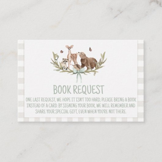 Rustic Woodland Baby Shower Book Request Insert Klantenkaartje (Voorkant)