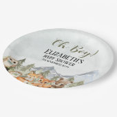 Rustic Woodland Baby Shower Boy Celebration Papieren Bordje (Gekanteld)