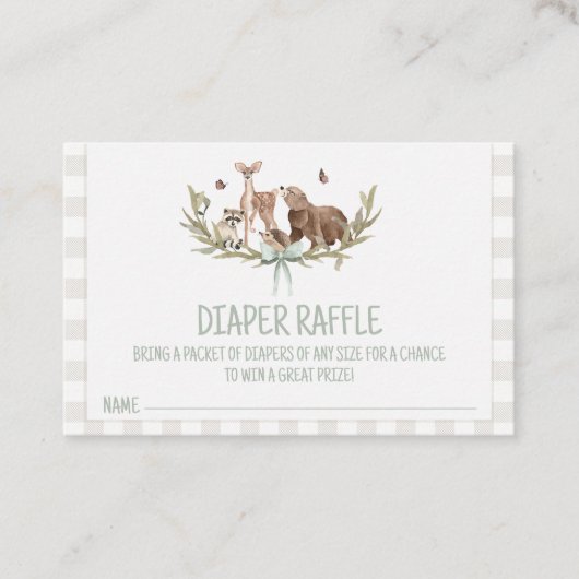 Rustic Woodland Baby Shower Diaper Raffle Insert Klantenkaartje (Voorkant)