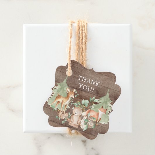 Rustic Woodland Baby shower Favor Gift Label (In situ)