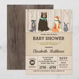 Rustic Woodland Baby shower Forest Animals Kaart