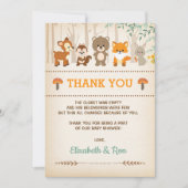 Rustic Woodland Baby shower Forest Hartelijk dank Kaart (Voorkant)