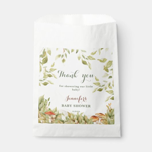 Rustic Woodland Baby shower Greenery Dank u Bedankzakje (Voorkant)