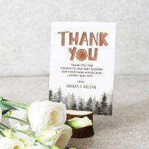 Rustic Woodland Baby shower Hartelijk dank