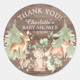 Rustic Woodland Baby shower Hartelijk dank Ronde Sticker