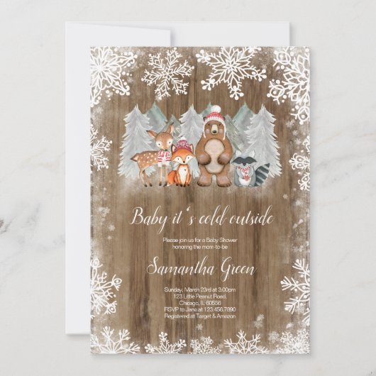 Rustic Woodland Baby shower Kaart (Voorkant)