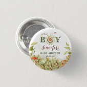 Rustic Woodland Baby shower Mushrooms Ronde Button 3,2 Cm (Voorkant /achterkant)