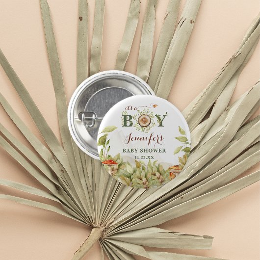 Rustic Woodland Baby shower Mushrooms Ronde Button 3,2 Cm