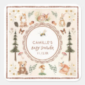 Rustic Woodland Baby shower Vierkante Sticker (Voorkant)