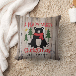 Rustic Woodland Barn Wood Beer Kerstmis Kussen