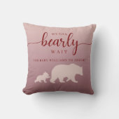 Rustic Woodland Bear Baby Shower Pink Throw Pillow Kussen (Voorkant)