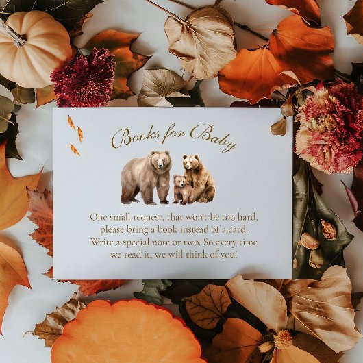 Rustic Woodland Bear Books for Baby Insert Card Informatiekaartje
