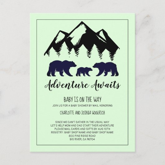 Rustic Woodland Beer Baby shower per post Briefkaart (Voorkant)