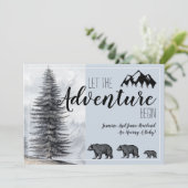 Rustic Woodland Beer Blue Zwangerschap Aankondigin Kaart (Staand voorkant)