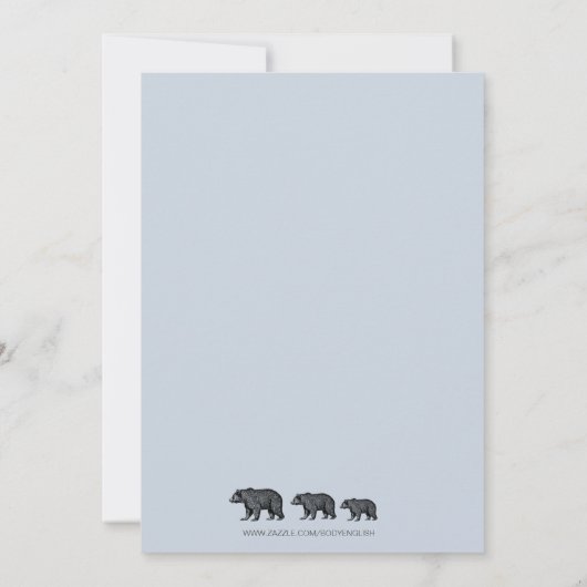 Rustic Woodland Beer Blue Zwangerschap Aankondigin Kaart (Achterkant)