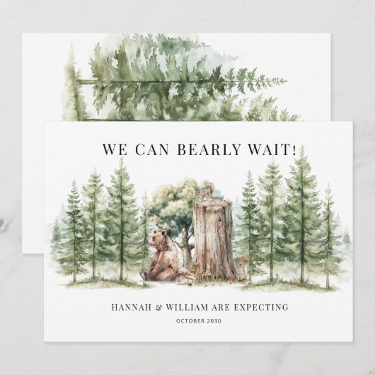 Rustic Woodland Beer Cub Forest Aankondiging (Voorkant / Achterkant)