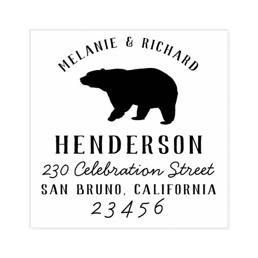 Rustic Woodland Beer Familienaam & Retouradres Rubberstempel (Afrduk)