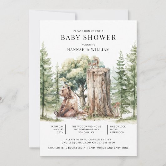 Rustic Woodland Beer Forest Baby shower Kaart (Voorkant)