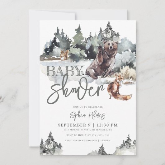 Rustic Woodland Beer & Mountains Baby shower Kaart (Voorkant)