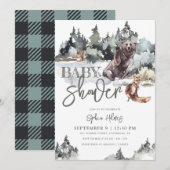 Rustic Woodland Beer & Mountains Baby shower Kaart (Voorkant / Achterkant)