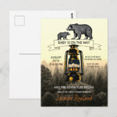 Rustic Woodland Beren Baby shower Briefkaart (Voorkant / Achterkant)