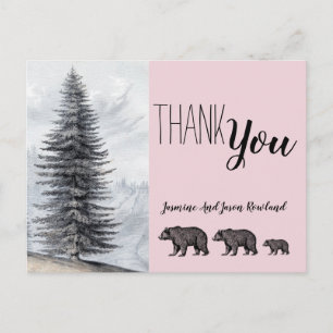 Rustic Woodland Beren Baby shower Hartelijk dank Briefkaart