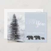 Rustic Woodland Beren Baby shower Hartelijk dank Briefkaart (Voorkant / Achterkant)