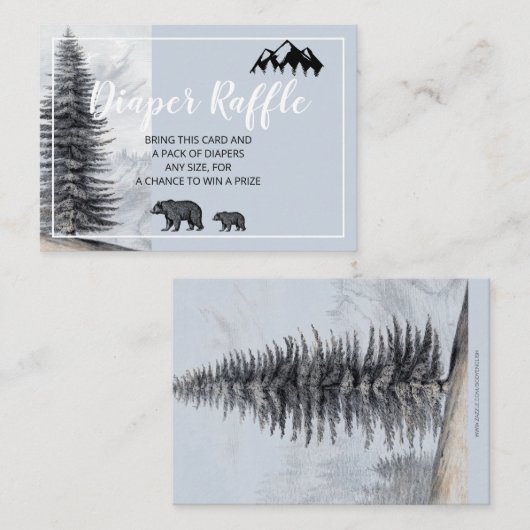 Rustic Woodland Beren Diaper Raffle Informatiekaartje (Voorkant / Achterkant)