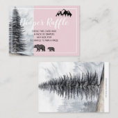 Rustic Woodland Beren Pink Diaper Raffle Informatiekaartje (Voorkant / Achterkant)