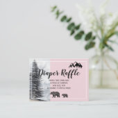 Rustic Woodland Beren Pink Diaper Raffle Informatiekaartje (Staand voorkant)