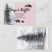 Rustic Woodland Beren Pink Diaper Raffle Informatiekaartje (Voorkant / Achterkant)