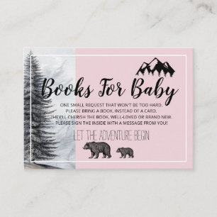 Rustic Woodland Beren Roze Baby shower per post Informatiekaartje