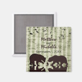 Rustic Woodland Beren Vist, Birch Trees Wedding Magneet (Voorkant / Achterkant)