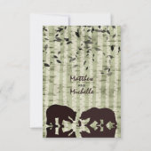 Rustic Woodland Beren Vist, Birch Trees Wedding RSVP Kaartje (Achterkant)