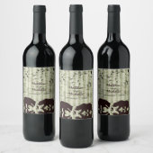 Rustic Woodland Beren Vist, Birch Trees Wedding Wijn Etiket (Flessen)