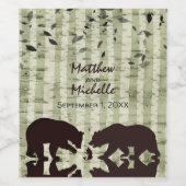 Rustic Woodland Beren Vist, Birch Trees Wedding Wijn Etiket (Enkel label)