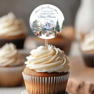 Rustic Woodland Berg Beer Baby Shower Bedankt Ronde Sticker
